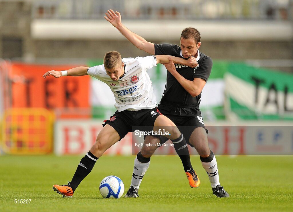 14 May 2011; Daniel Kearns, Dundalk, in action against Stephen Rice, Shamrock Rovers. Setanta Sports Cup Final, Dundalk v Shamrock Rovers, Tallaght Stadium, Tallaght, Co. Dublin. Picture credit: Stephen McCarthy / SPORTSFILE