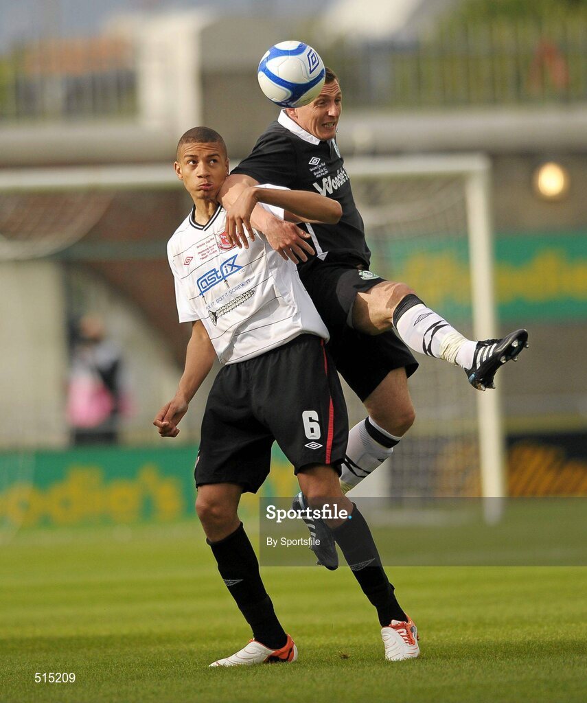 14 May 2011; Michael Hector, Dundalk, in action against Gary O'Neill, Shamrock Rovers. Setanta Sports Cup Final, Dundalk v Shamrock Rovers, Tallaght Stadium, Tallaght, Co. Dublin. Photo by Sportsfile