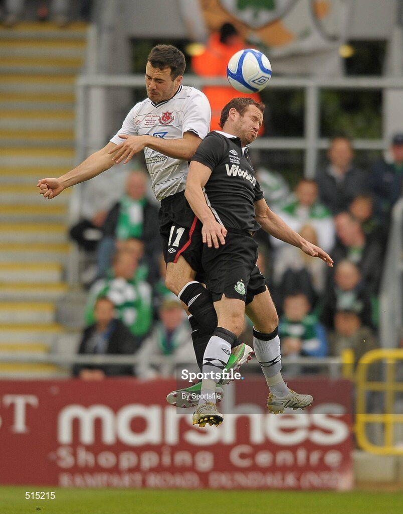 14 May 2011; Pat Sullivan, Shamrock Rovers, in action against Ross Gaynor, Dundalk. Setanta Sports Cup Final, Dundalk v Shamrock Rovers, Tallaght Stadium, Tallaght, Co. Dublin. Photo by Sportsfile