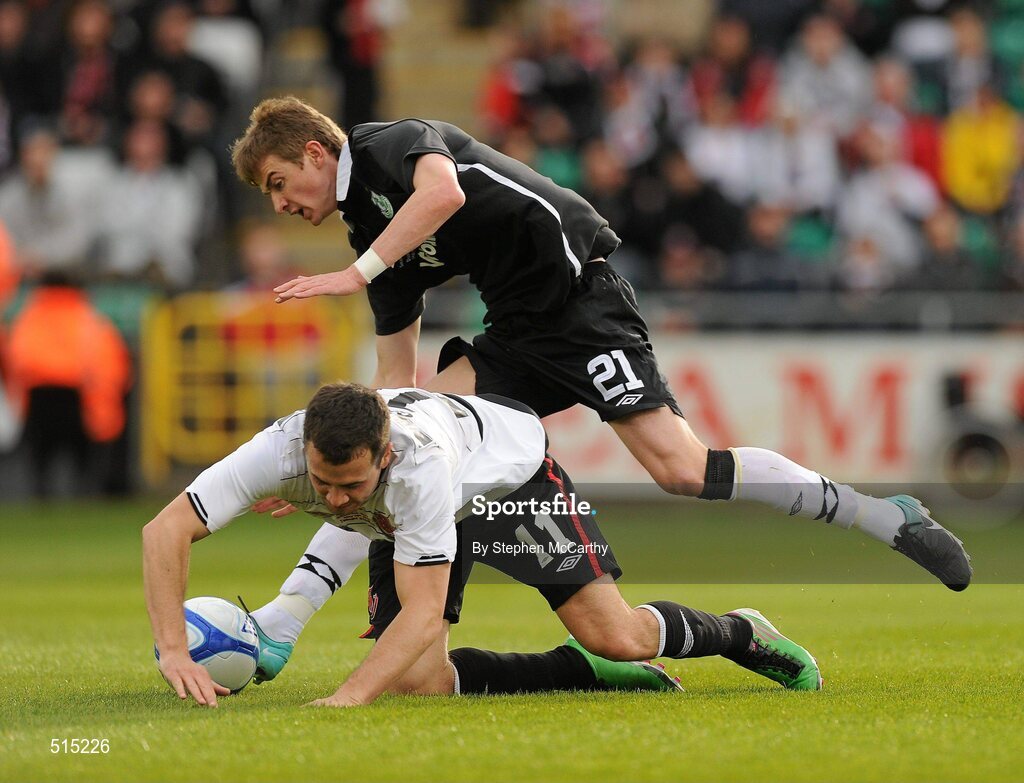 14 May 2011; Ross Gaynor, Dundalk, in action against Ronan Finn, Shamrock Rovers. Setanta Sports Cup Final, Dundalk v Shamrock Rovers, Tallaght Stadium, Tallaght, Co. Dublin. Picture credit: Stephen McCarthy / SPORTSFILE