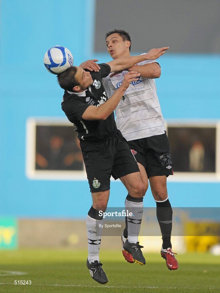14 May 2011; Stephen Rice, Shamrock Rovers, in action against Dean Bennett, Dundalk. Setanta Sports Cup Final, Dundalk v Shamrock Rovers, Tallaght Stadium, Tallaght, Co. Dublin. Photo by Sportsfile