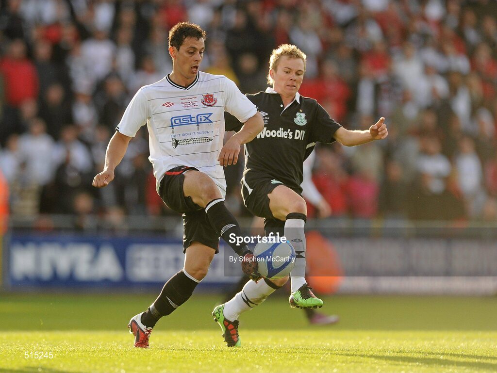 14 May 2011; Dean Bennett, Dundalk, in action against Conor McCormack, Shamrock Rovers. Setanta Sports Cup Final, Dundalk v Shamrock Rovers, Tallaght Stadium, Tallaght, Co. Dublin. Picture credit: Stephen McCarthy / SPORTSFILE