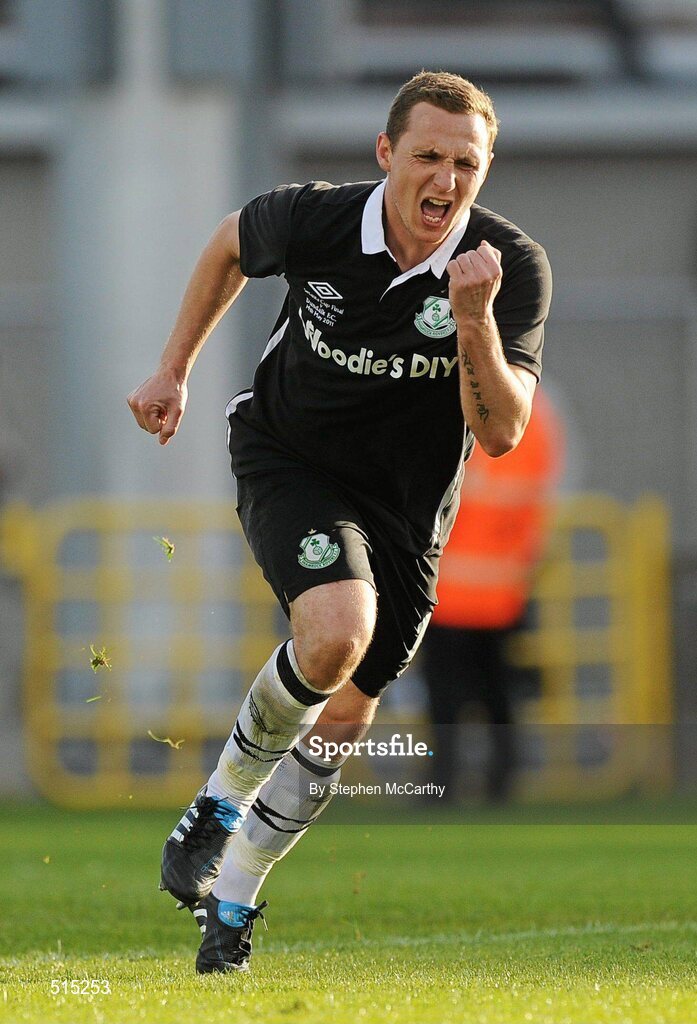 14 May 2011; Gary O'Neill, Shamrock Rovers, celebrates after scoring his side's first goal. Setanta Sports Cup Final, Dundalk v Shamrock Rovers, Tallaght Stadium, Tallaght, Co. Dublin. Picture credit: Stephen McCarthy / SPORTSFILE