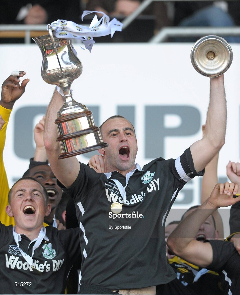 14 May 2011; Shamrock Rovers captain Dan Murray lifts the cup. Setanta Sports Cup Final, Dundalk v Shamrock Rovers, Tallaght Stadium, Tallaght, Co. Dublin. Photo by Sportsfile