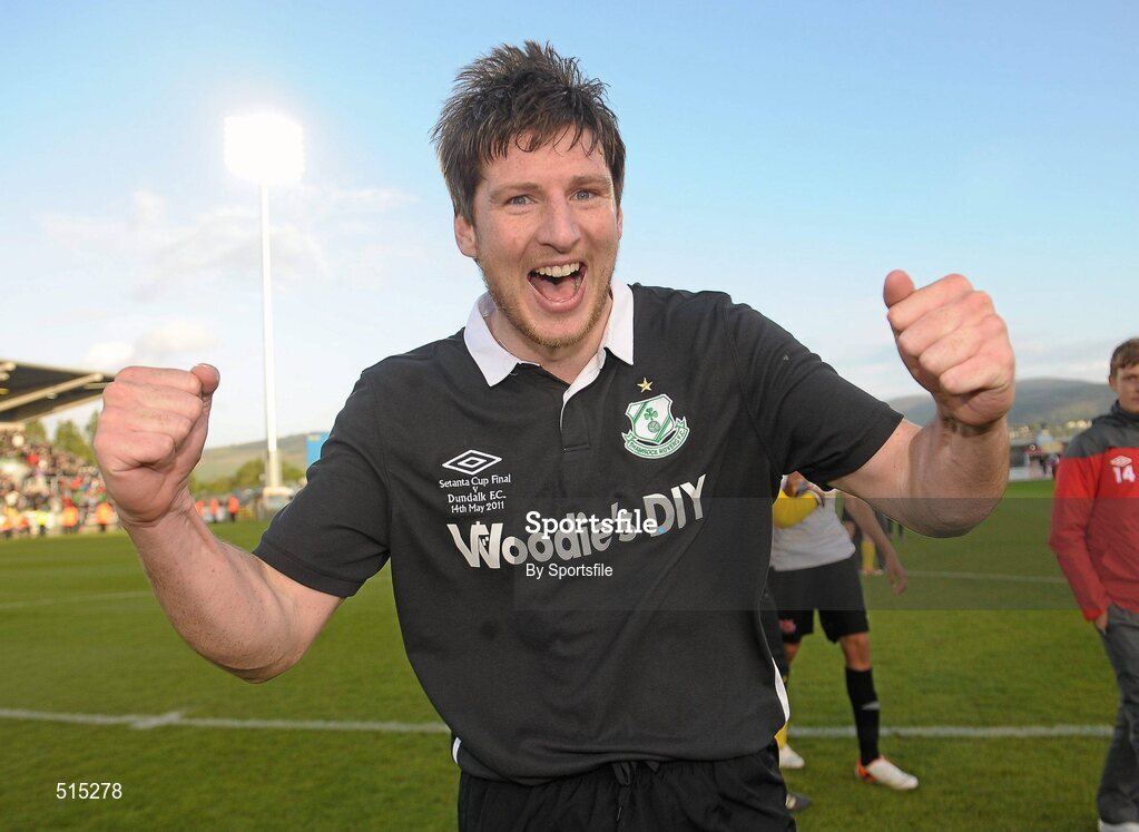 14 May 2011; Ken Oman, Shamrock Rovers, celebrates after the game. Setanta Sports Cup Final, Dundalk v Shamrock Rovers, Tallaght Stadium, Tallaght, Co. Dublin. Photo by Sportsfile