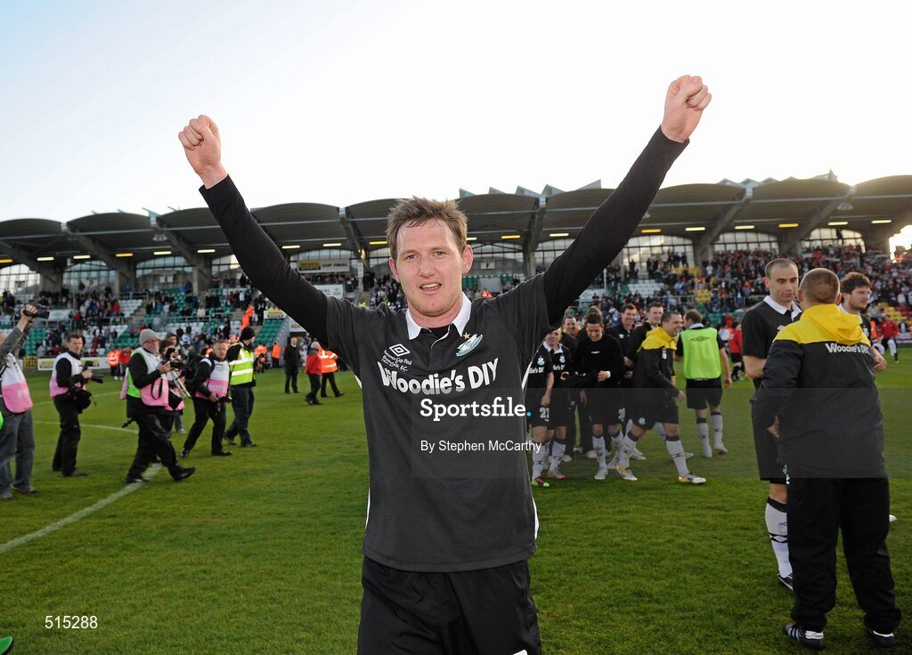 14 May 2011; Gary Twigg, Shamrock Rovers, celebrates his side's victory. Setanta Sports Cup Final, Dundalk v Shamrock Rovers, Tallaght Stadium, Tallaght, Co. Dublin. Picture credit: Stephen McCarthy / SPORTSFILE