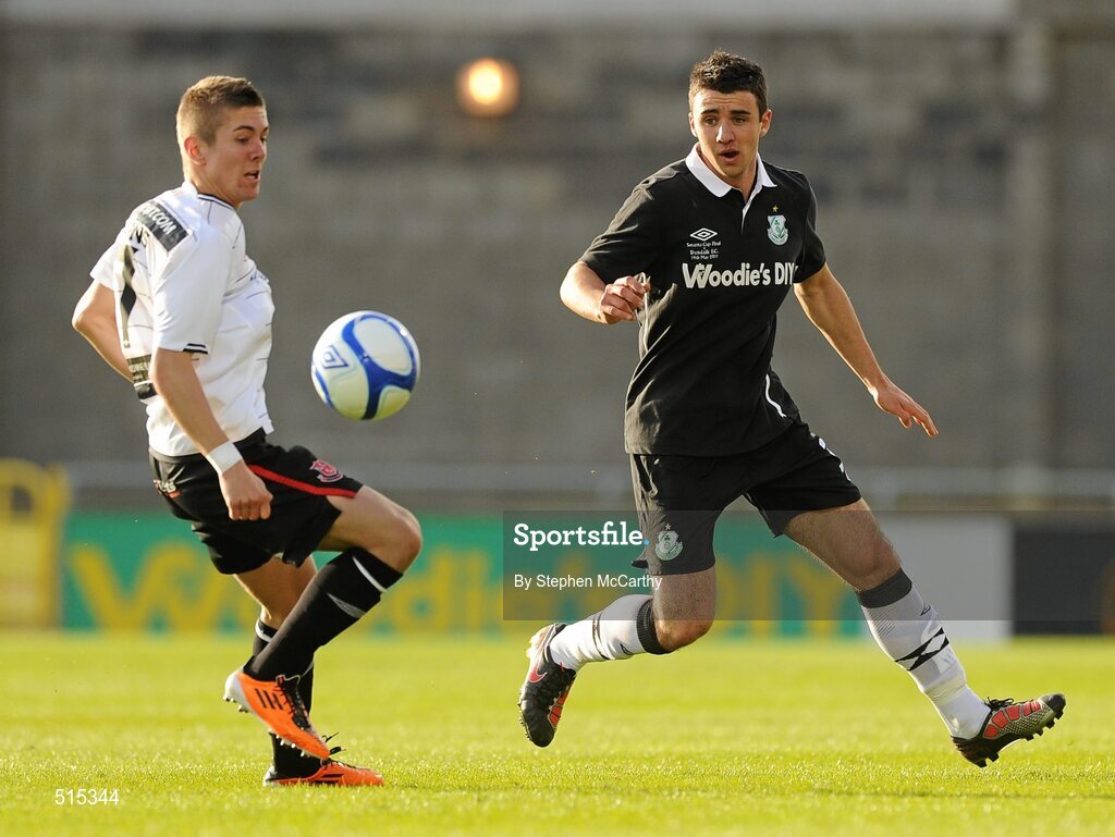 14 May 2011; Enda Stevens, Shamrock Rovers, in action against Daniel Kearns, Dundalk. Setanta Sports Cup Final, Dundalk v Shamrock Rovers, Tallaght Stadium, Tallaght, Co. Dublin. Picture credit: Stephen McCarthy / SPORTSFILE