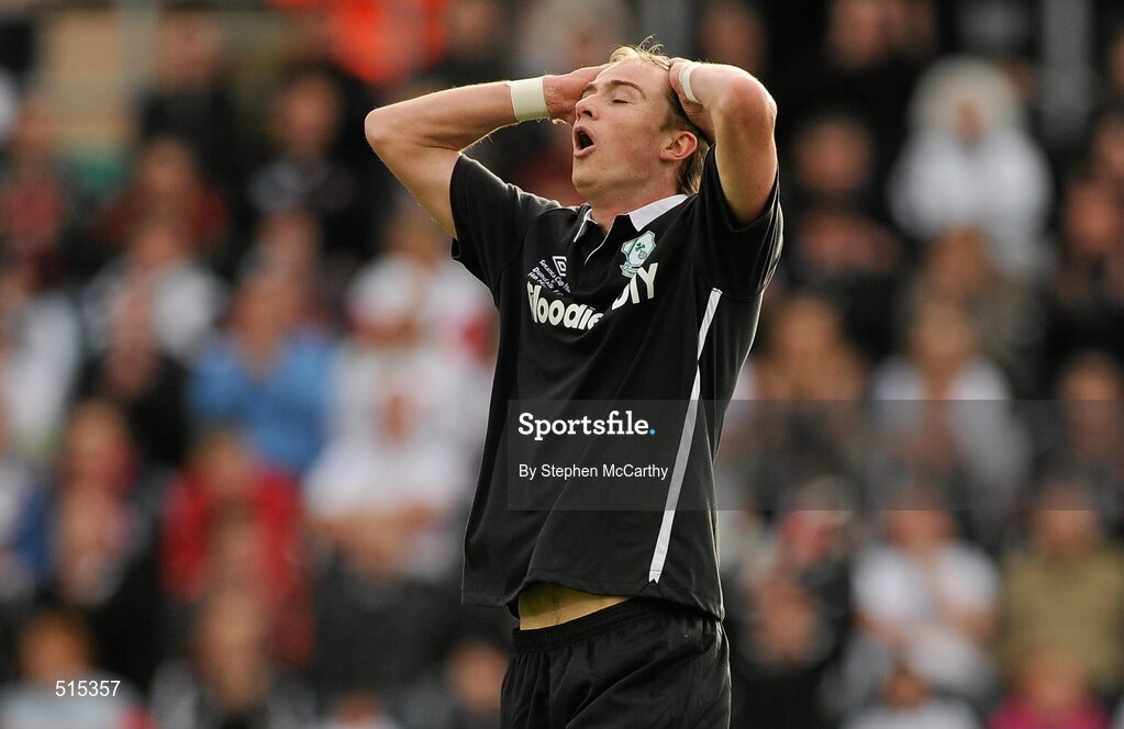 14 May 2011; Ronan Finn, Shamrock Rovers, reacts to a missed opportunity. Setanta Sports Cup Final, Dundalk v Shamrock Rovers, Tallaght Stadium, Tallaght, Co. Dublin. Picture credit: Stephen McCarthy / SPORTSFILE