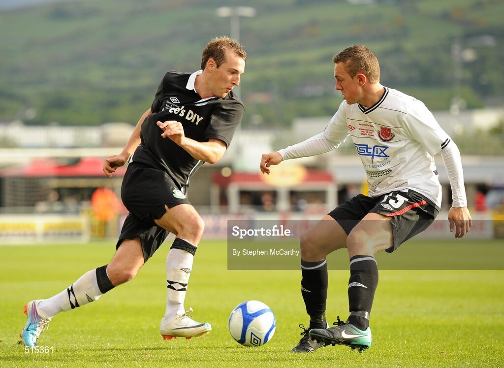 14 May 2011; Karl Sheppard, Shamrock Rovers, in action against Nathan Murphy, Dundalk. Setanta Sports Cup Final, Dundalk v Shamrock Rovers, Tallaght Stadium, Tallaght, Co. Dublin. Picture credit: Stephen McCarthy / SPORTSFILE