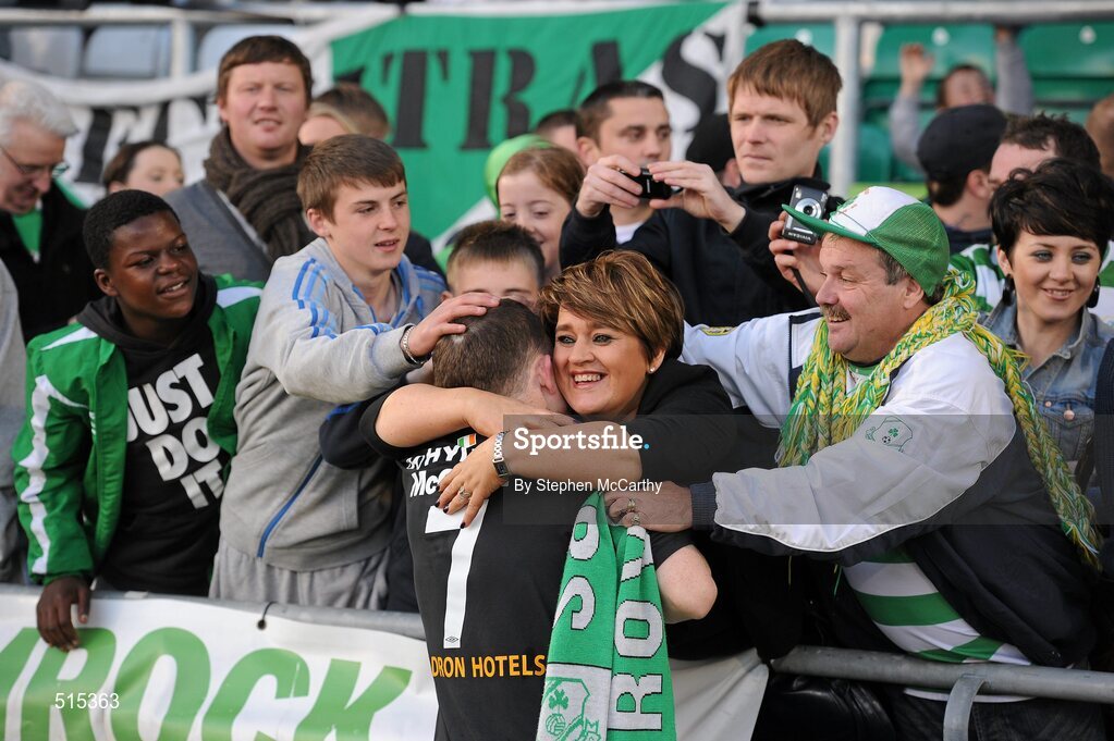 14 May 2011; Gary McCabe, Shamrock Rovers, celebrates with supporters following his side's victory. Setanta Sports Cup Final, Dundalk v Shamrock Rovers, Tallaght Stadium, Tallaght, Co. Dublin. Picture credit: Stephen McCarthy / SPORTSFILE