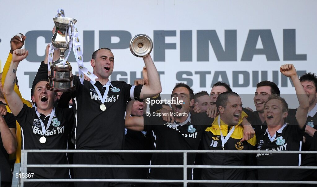 14 May 2011; Shamrock Rovers captain Dan Murray and team-mates celebrate with the cup. Setanta Sports Cup Final, Dundalk v Shamrock Rovers, Tallaght Stadium, Tallaght, Co. Dublin. Picture credit: Stephen McCarthy / SPORTSFILE
