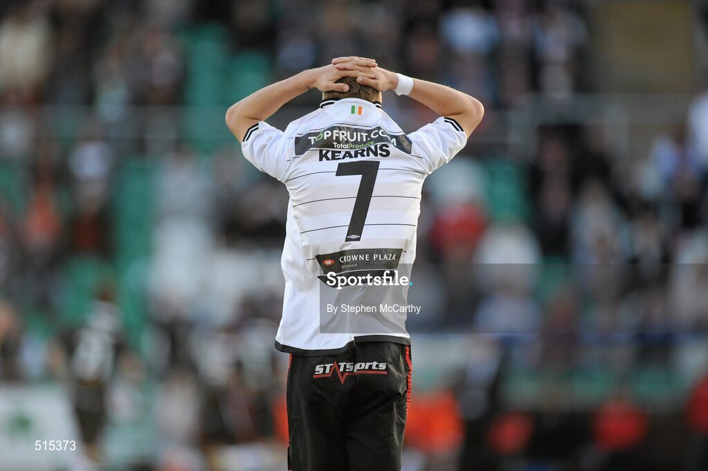 14 May 2011; A dejected Daniel Kearns, Dundalk, near the end of the game. Setanta Sports Cup Final, Dundalk v Shamrock Rovers, Tallaght Stadium, Tallaght, Co. Dublin. Picture credit: Stephen McCarthy / SPORTSFILE