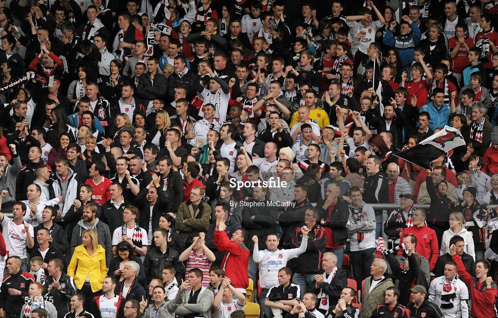 14 May 2011; Dundalk supporters during the game. Setanta Sports Cup Final, Dundalk v Shamrock Rovers, Tallaght Stadium, Tallaght, Co. Dublin. Picture credit: Stephen McCarthy / SPORTSFILE