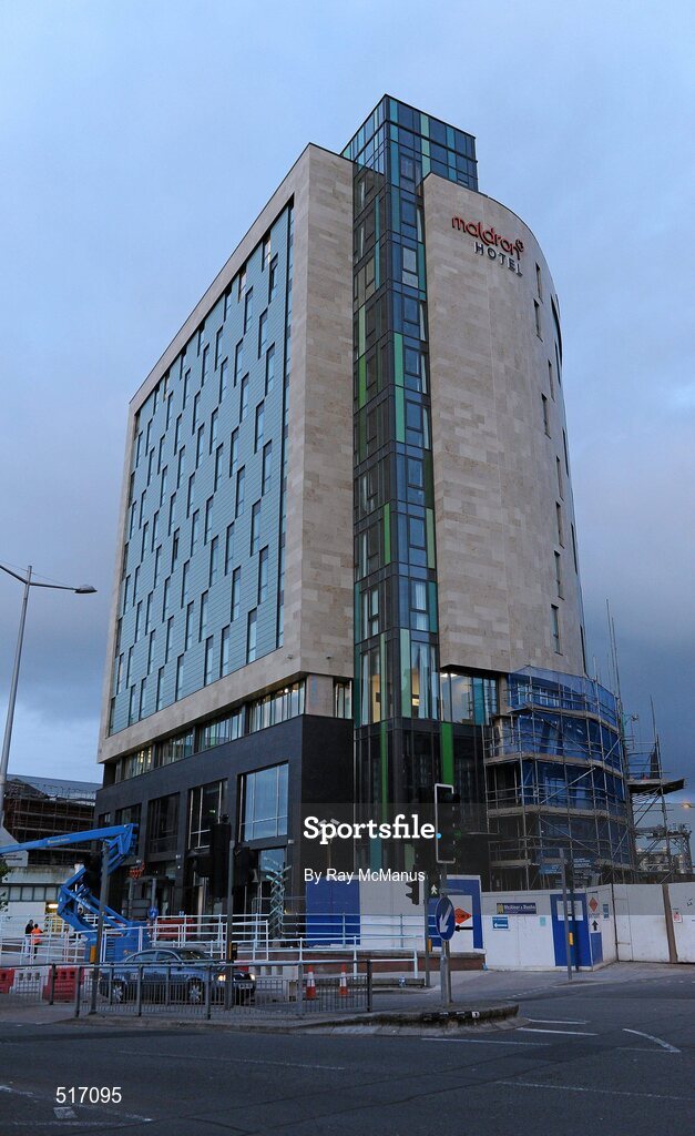 20 May 2011; The Maldron Hotel, St Mary's Street, Cardiff, which was evacuated at 3:30am, Thursday night, after a pipe burst. All guests are safe and no fire was reported. The hotel opened on Monday. Extensive water damage has been caused from floor 3 down. It was anticipated that the hotel would be full of Leinster rugby supporters for the Heineken Cup Final against Northampton Saints on Saturday. Cardiff, Wales. Picture credit: Ray McManus / SPORTSFILE