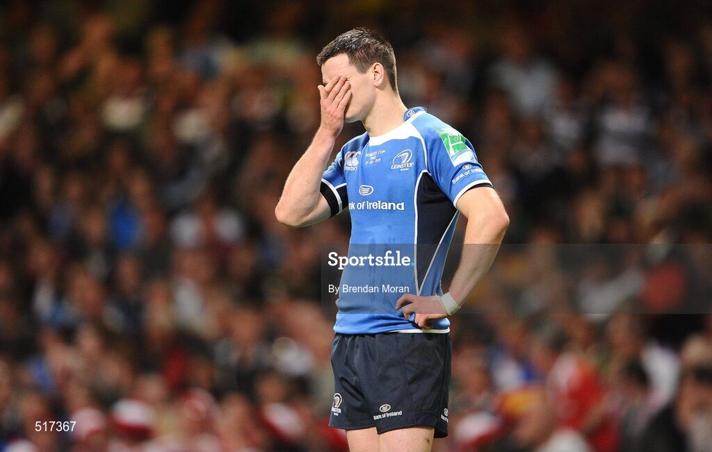 21 May 2011; Jonathan Sexton, Leinster, reacts to the third try scored by Northampton Saints. Heineken Cup Final, Leinster v Northampton Saints, Millennium Stadium, Cardiff, Wales. Picture credit: Brendan Moran / SPORTSFILE