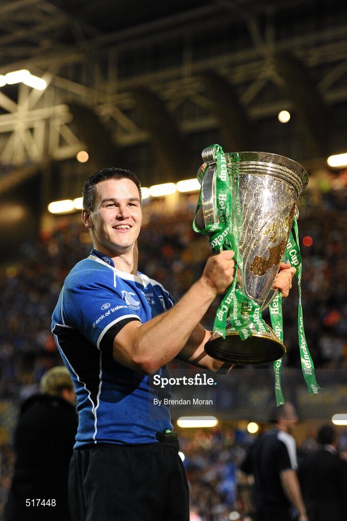 21 May 2011; Man of the match Jonathan Sexton, Leinster, celebrates with the Heineken Cup. Heineken Cup Final, Leinster v Northampton Saints, Millennium Stadium, Cardiff, Wales. Picture credit: Brendan Moran/ SPORTSFILE