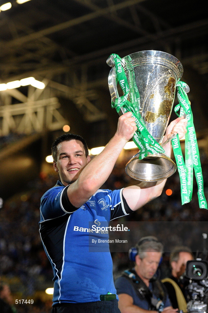 21 May 2011; Man of the match Jonathan Sexton, Leinster, celebrates with the Heineken Cup. Heineken Cup Final, Leinster v Northampton Saints, Millennium Stadium, Cardiff, Wales. Picture credit: Brendan Moran/ SPORTSFILE
