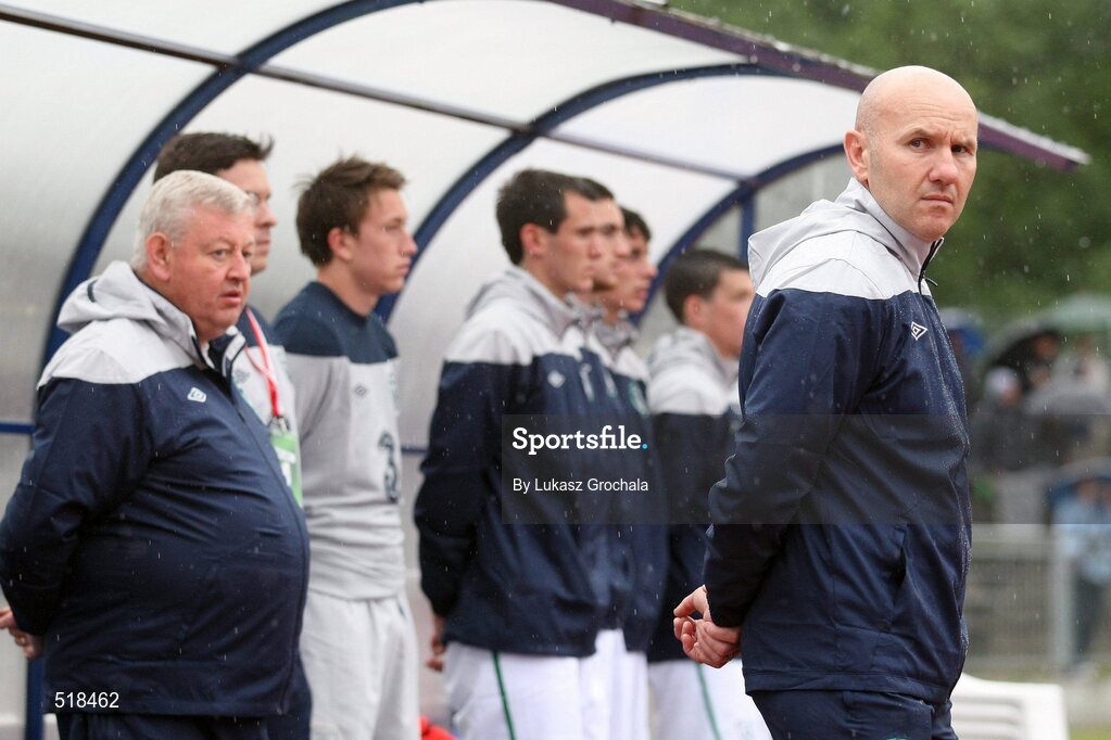 24 May 2011; Republic of Ireland U19 head coach Paul Doolin, right. UEFA Under 19 Championship Elite Round, Republic of Ireland v Poland, Baltyk Koszalin, Koszalin, Poland. Picture credit: Lukasz Grochala / SPORTSFILE