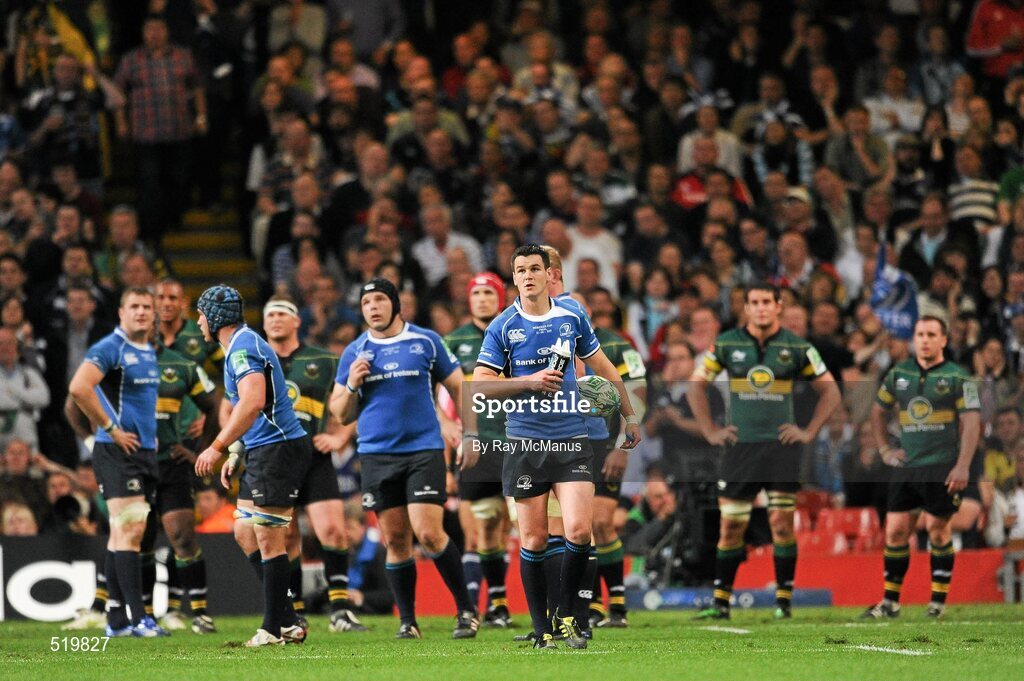 21 May 2011; Jonathan Sexton, Leinster, watches the big screen as he and team-mates await the decision of the TMO. Heineken Cup Final, Leinster v Northampton Saints, Millennium Stadium, Cardiff, Wales. Picture credit: Ray McManus / SPORTSFILE