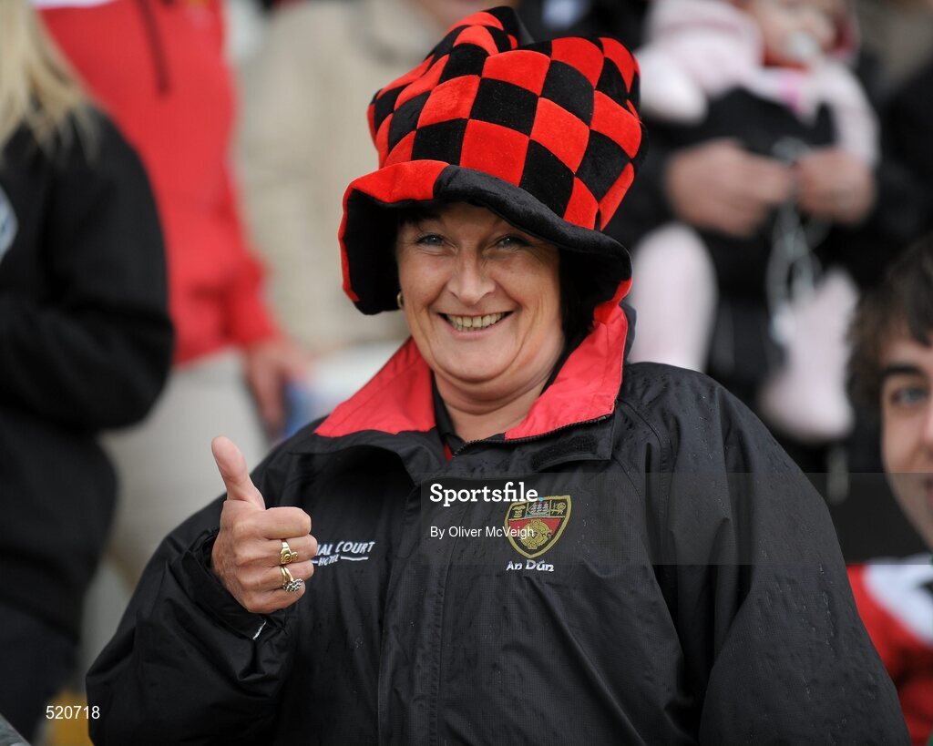 28 May 2011; Down supporter Linda Turley from Downpatrick, Co Down, at the game. Ulster GAA Football Senior Championship Quarter-Final, Armagh v Down, Morgan Athletic Grounds, Armagh. Picture credit: Oliver McVeigh / SPORTSFILE