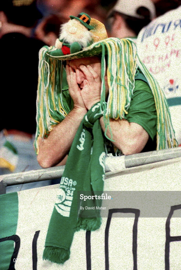 6 September 1995; A Republic of Ireland supporter during the UEFA European Championship Group 6 match between Austria and Republic of Ireland at the Ernst Happel Stadium in Vienna, Austria.