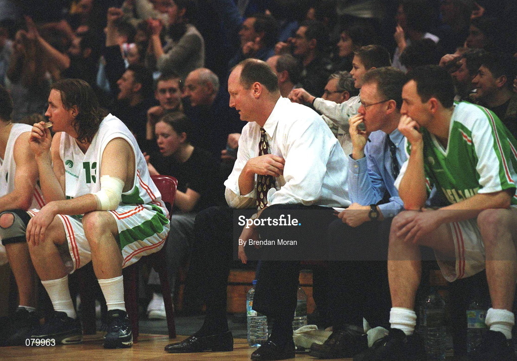 26 January 2002; Ireland head coach Bill Dooley during the European Championship semi-final match between Ireland and Bosnia at the ESB Arena in Tallaght, Dublin. Photo by Brendan Moran/Sportsfile