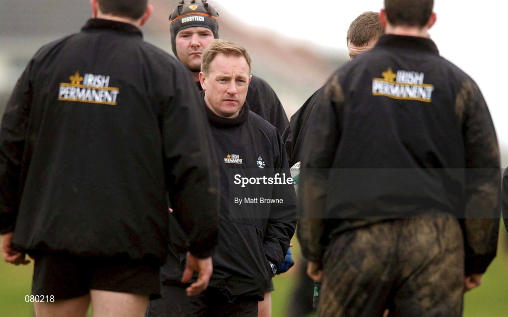 30 January 2002; Irish coach Eddie O'Sullivan during Irish Rugby Squad Training at Dr Hickey Park in Greystones, Wicklow. Photo by Matt Browne/Sportsfile