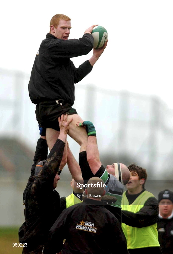 30 January 2002; Paul O'Connell during Irish Rugby Squad Training at Dr Hickey Park in Greystones, Wicklow. Photo by Matt Browne/Sportsfile