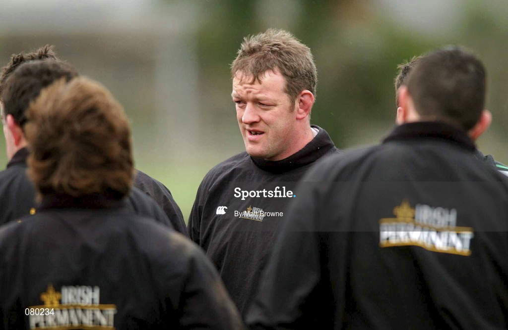 30 January 2002; Irish captain Mick Galwey during Irish Rugby Squad Training at Dr Hickey Park in Greystones, Wicklow. Photo by Matt Browne/Sportsfile