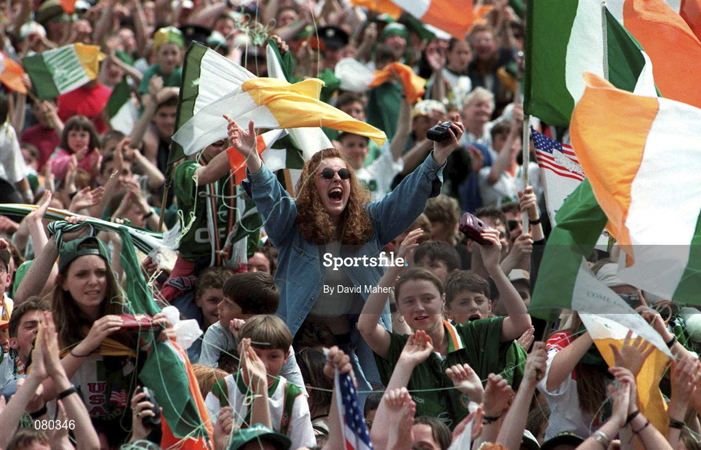 7 July 1994; Ireland fans at the Phoenix Park when the Republic of Ireland team returned from the 1994 World Cup in the USA. Photo by David Maher/Sportsfile