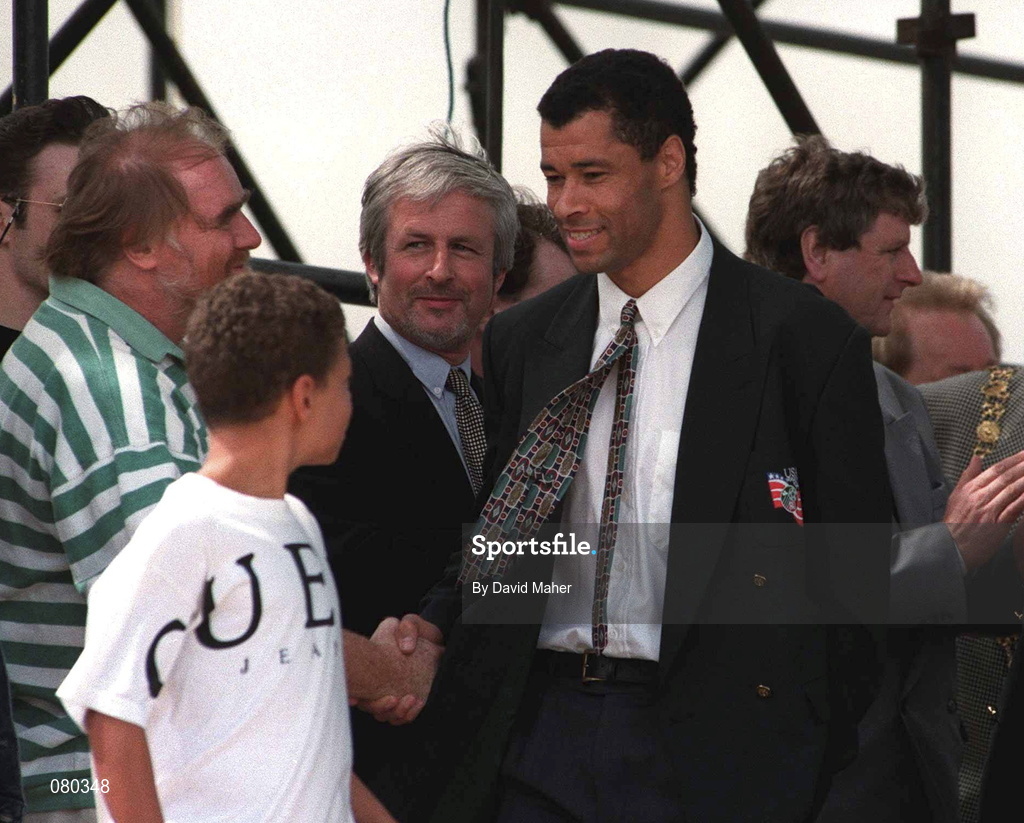 7 July 1994; Paul McGrath meets Ireland supporters in Dublin's Phoenix Park when the Republic of Ireland team returned from the 1994 World Cup in the USA. Photo by David Maher/Sportsfile