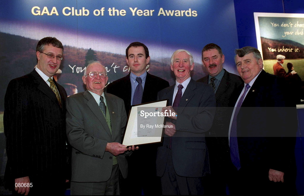 4 February 2002; Pictured at the AIB GAA Club of the Year Awards 2001 in Croke Park are Gerry O'Keeffe of AIB, Francie Gillespie, Paddy Callan of St Mary's Ardee with Paddy Monaghan of Louth County Board, Leo Costello of AIB and Pat Toner, Louth County Board. St. Mary's Ardee were the Louth Club of the Year 2001 at Croke Park in Dublin. Photo by Ray McManus/Sportsfile