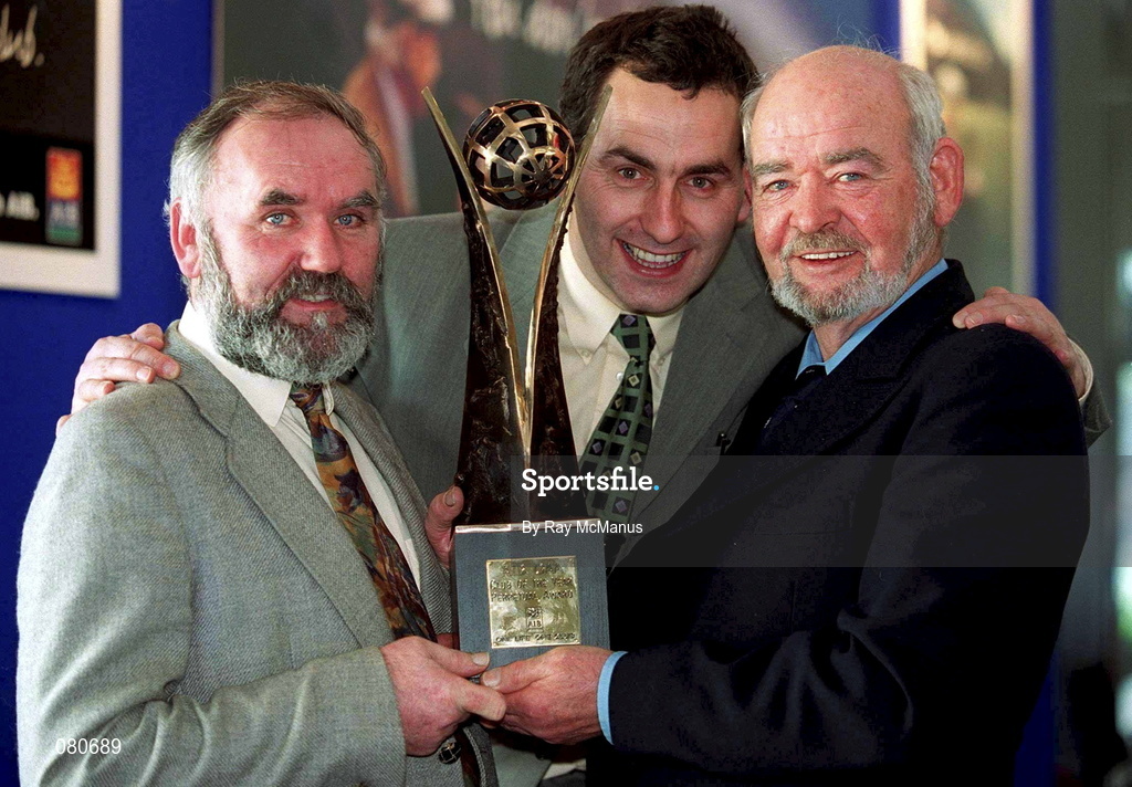4 February 2002; Carlow's Éire Óg CLG is the AIB GAA Club of the Year for 2001 pictured from left John Farrell, Turlough O'Brien and Eugene Kelly at Croke Park in Dublin. Photo by Ray McManus/Sportsfile