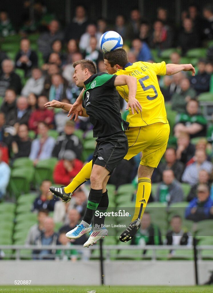 29 May 2011; Simon Cox , Republic of Ireland, in action against Grant Hanley, Scotland. Carling Four Nations Tournament, Republic of Ireland v Scotland, Aviva Stadium, Lansdowne Road, Dublin. Picture credit: Brian Lawless / SPORTSFILE