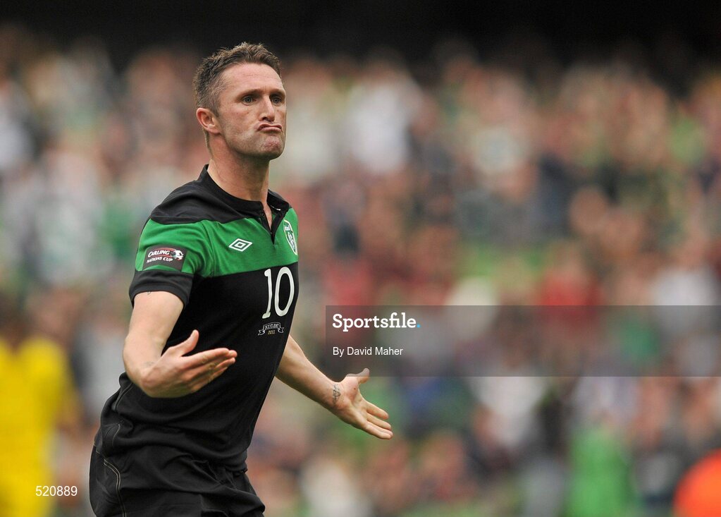 29 May 2011; Robbie Keane, Republic of Ireland, celebrates after scoring his side's first goal. The goal was also his 49th international goal which puts him level with Sir Bobby Charlton for most International goals scored. Carling Four Nations Tournament, Republic of Ireland v Scotland, Aviva Stadium, Lansdowne Road, Dublin. Picture credit: David Maher / SPORTSFILE