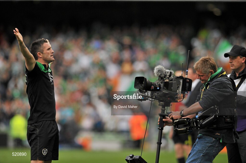 29 May 2011; Robbie Keane, Republic of Ireland, celebrates after scoring his side's first goal. The goal was also his 49th international goal which puts him level with Sir Bobby Charlton for most International goals scored. Carling Four Nations Tournament, Republic of Ireland v Scotland, Aviva Stadium, Lansdowne Road, Dublin. Picture credit: David Maher / SPORTSFILE