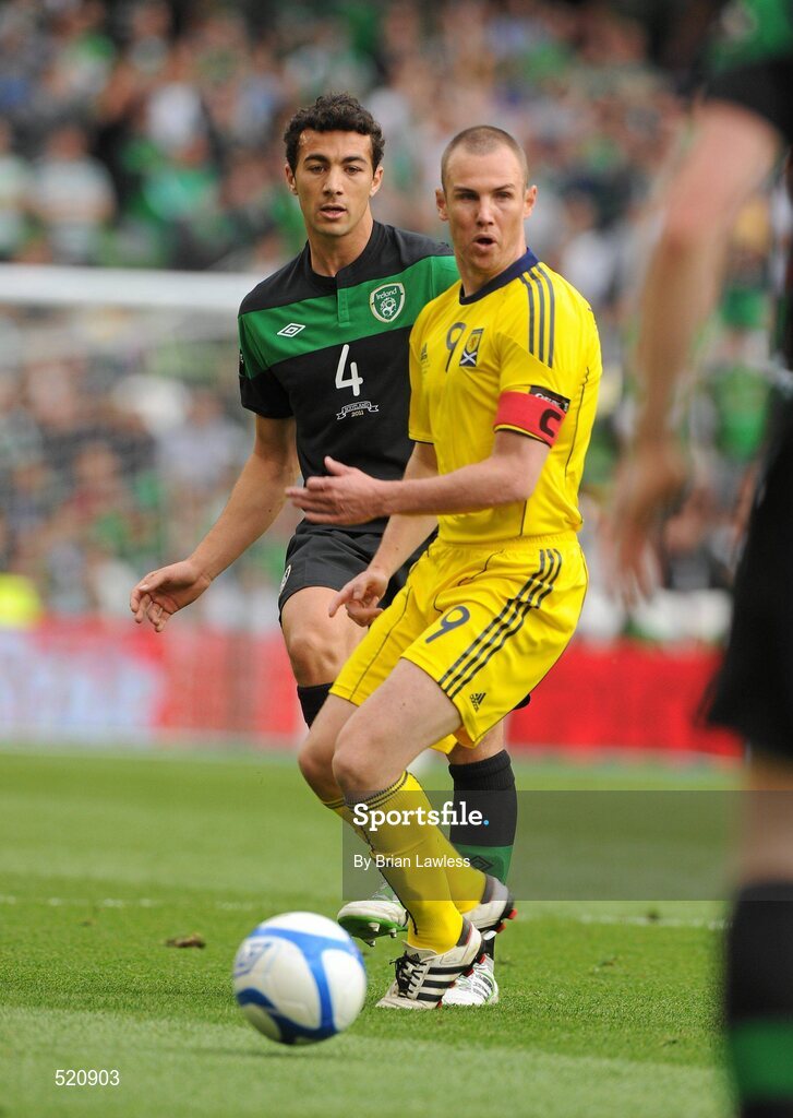 29 May 2011; Stephen Kelly, Republic of Ireland, in action against Kenny Miller, Scotland. Carling Four Nations Tournament, Republic of Ireland v Scotland, Aviva Stadium, Lansdowne Road, Dublin. Picture credit: Brian Lawless / SPORTSFILE