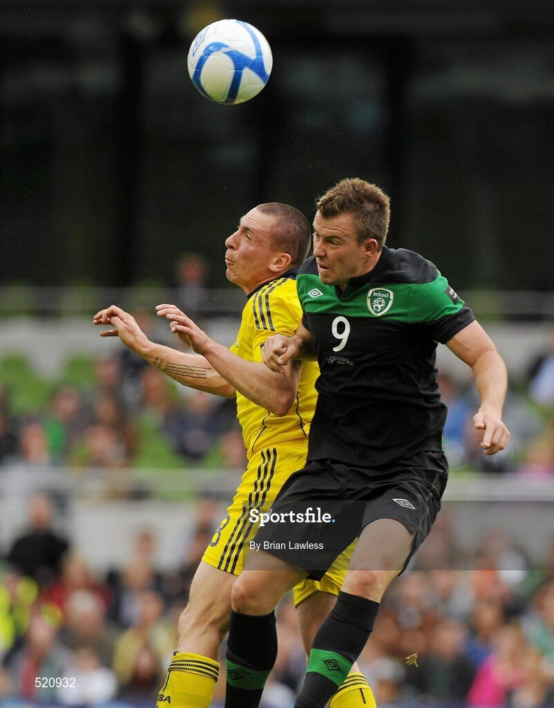 29 May 2011; Simon Cox, Republic of Ireland, in action against Scott Brown, Scotland. Carling Four Nations Tournament, Republic of Ireland v Scotland, Aviva Stadium, Lansdowne Road, Dublin. Picture credit: Brian Lawless / SPORTSFILE