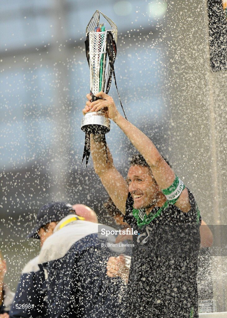 29 May 2011; Robbie Keane, Republic of Ireland, lifts the cup. Carling Four Nations Tournament, Republic of Ireland v Scotland, Aviva Stadium, Lansdowne Road, Dublin. Picture credit: Brian Lawless / SPORTSFILE