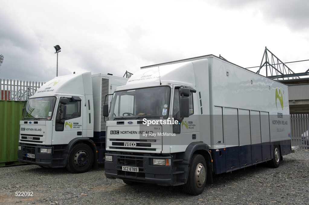 28 May 2011; A general view of the grounds showing a BBC Northere Ireland 'OB Unit' in the car park. Ulster GAA Football Senior Championship Quarter-Final, Armagh v Down, Morgan Athletic Grounds, Armagh. Picture credit: Ray McManus / SPORTSFILE