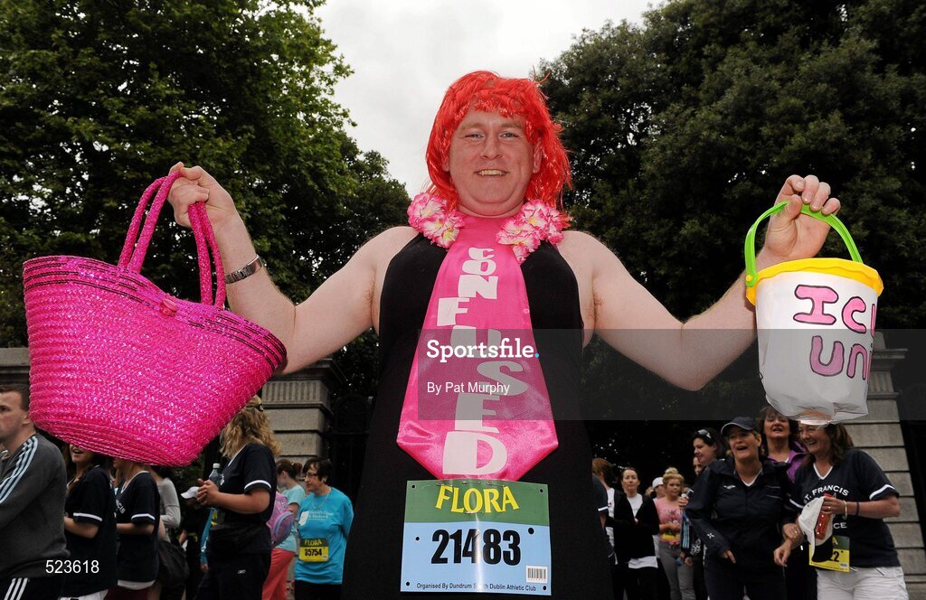 6 June 2011; Paul O'Dowd, from McKee Park, Dublin, running in aid of St. Vincents Hospital before the start of  the 2011 Flora Womens Mini Marathon. 2011 Flora Womens Mini Marathon, Dublin City. Picture credit: Pat Murphy / SPORTSFILE