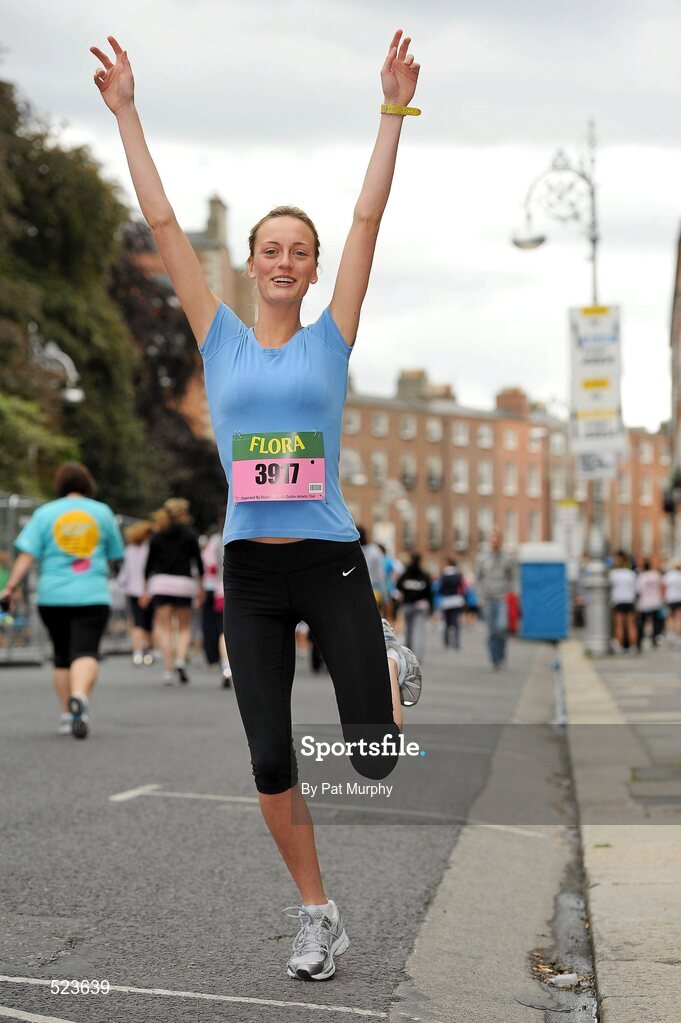 6 June 2011; Katy Slattery, from Mount Merrion, Dublin, before the 2011 Flora Womens Mini Marathon. Katy is also a finalist in the Miss Universe contest which takes place in Dublin next friday night. 2011 Flora Womens Mini Marathon, Dublin City. Picture credit: Pat Murphy / SPORTSFILE