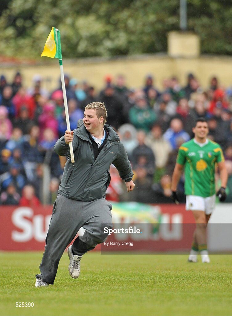 12 June 2011; A general view of a supporter running on to the pitch during the game. Connacht GAA Football Senior Championship Semi-Final, Leitrim v Roscommon, Páirc Seán Mac Diarmada, Carrick-on-Shannon, Co. Leitrim. Picture credit: Barry Cregg / SPORTSFILE