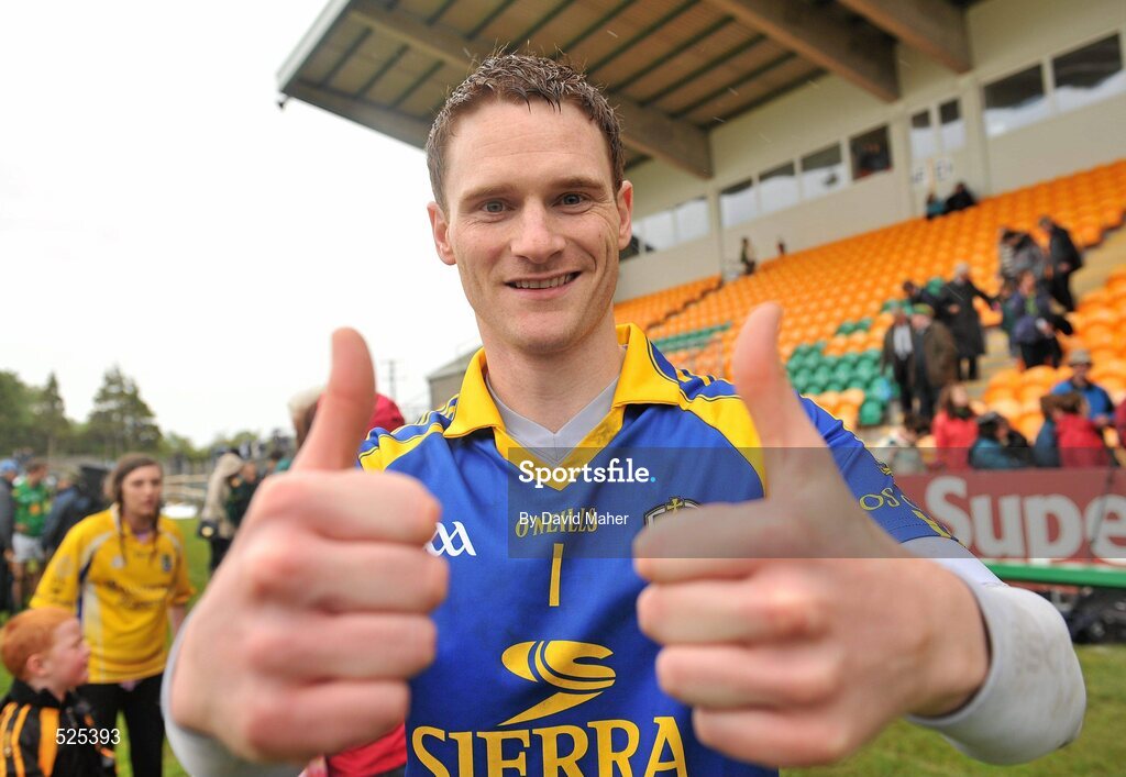 12 June 2011; Geoffrrey Claffey, Roscommon, celebrates at the end of the game. Connacht GAA Football Senior Championship Semi-Final, Leitrim v Roscommon, Páirc Seán Mac Diarmada, Carrick-on-Shannon, Co. Leitrim. Picture credit: David Maher / SPORTSFILE