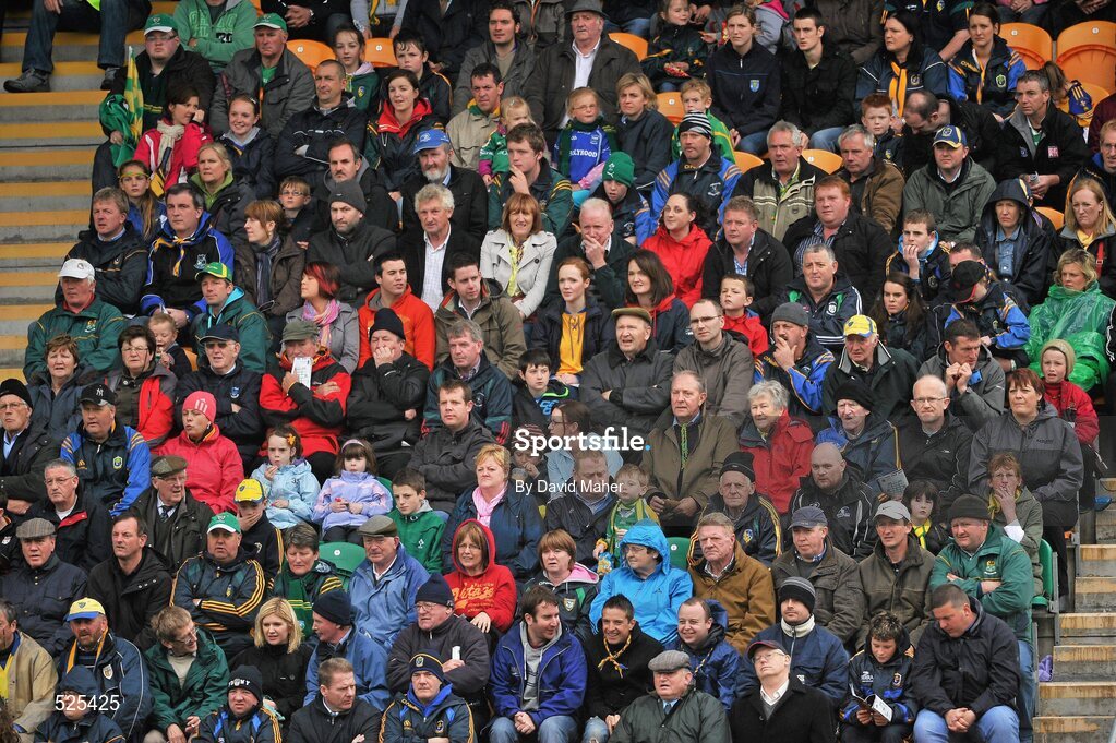 12 June 2011; General view of a section of the crowd during the game between Leitrim and Roscommon. Connacht GAA Football Senior Championship Semi-Final, Leitrim v Roscommon, Páirc Seán Mac Diarmada, Carrick-on-Shannon, Co. Leitrim. Picture credit: David Maher / SPORTSFILE