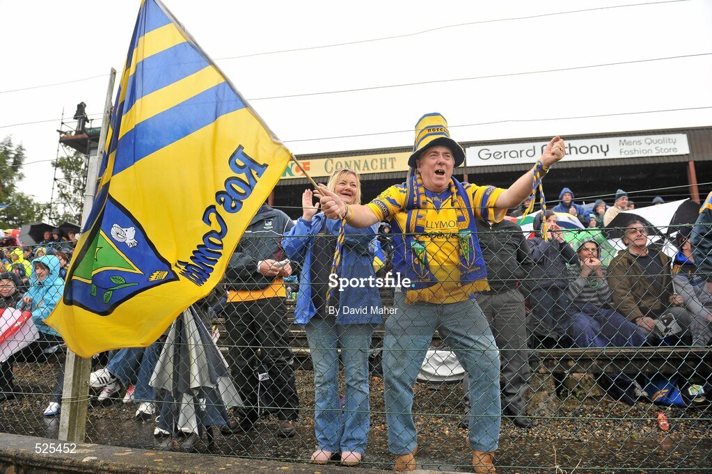 12 June 2011; Roscommon supporter Willie Tieran, from Boyle, Co. Roscommon, cheers on his team. Connacht GAA Football Senior Championship Semi-Final, Leitrim v Roscommon, Páirc Seán Mac Diarmada, Carrick-on-Shannon, Co. Leitrim. Picture credit: David Maher / SPORTSFILE