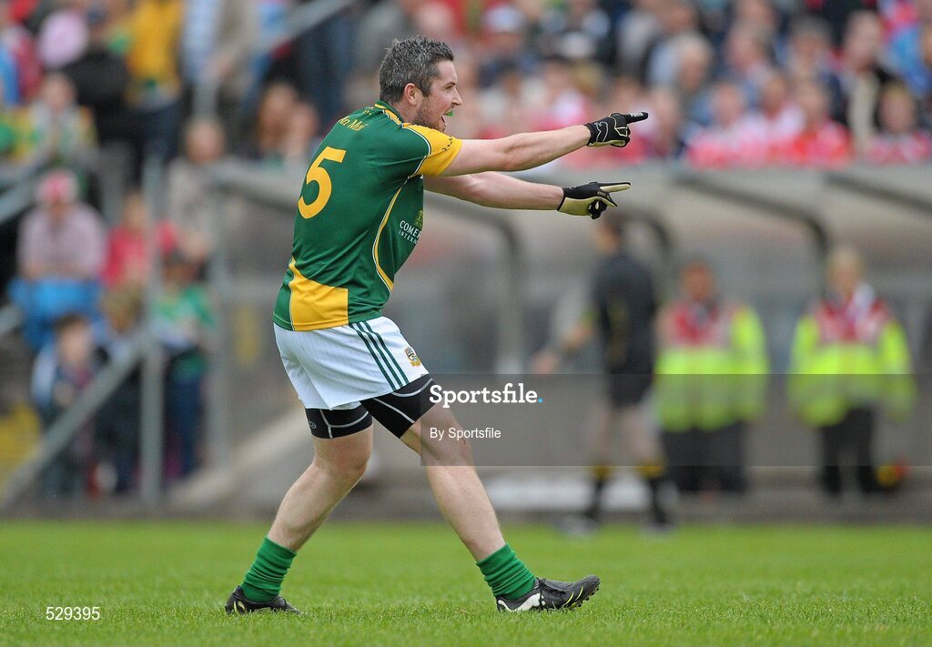 25 June 2011; Cian Ward, Meath, celebrates after scoring his side's second goal. GAA Football All-Ireland Senior Championship Qualifier Round 1, Louth v Meath, Kingspan Breffni Park, Co. Cavan. Photo by Sportsfile