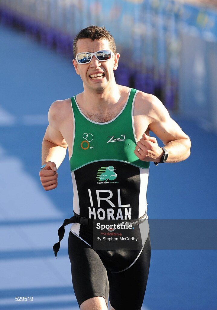 25 June 2011; Ireland's Mark Horan, from Balinteer, Dublin, on his way to winning the 30-34 Male Age Group Sprint event, with a time of 01:04:16, at the 2011 Pontevedra ETU Triathlon European Championships. Pontevedra, Spain. Picture credit: Stephen McCarthy / SPORTSFILE