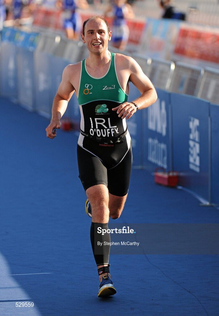 25 June 2011; Ireland's Mark O'Duffy, from Westport, Co. Mayo, on his way to 5th position in the 25-29 Male Age Group Sprint event, with a time of 01:06:19, at the 2011 Pontevedra ETU Triathlon European Championships. Pontevedra, Spain. Picture credit: Stephen McCarthy / SPORTSFILE