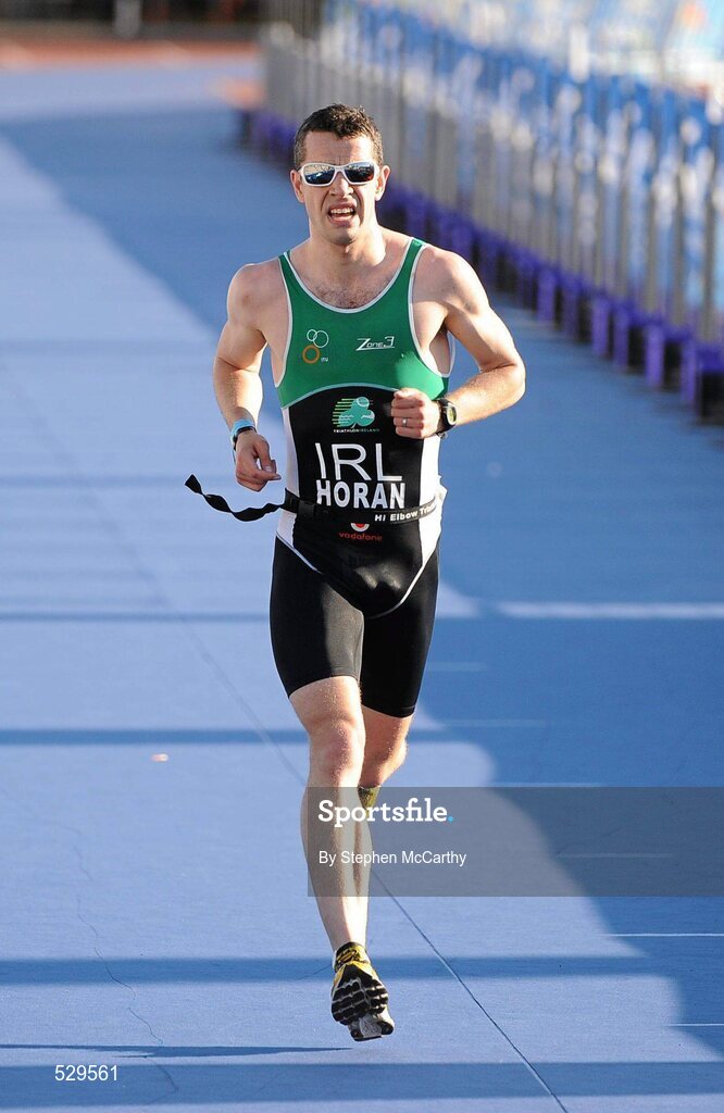 25 June 2011; Ireland's Mark Horan, from Balinteer, Dublin, on his way to winning the 30-34 Male Age Group Sprint event, with a time of 01:04:16, at the 2011 Pontevedra ETU Triathlon European Championships. Pontevedra, Spain. Picture credit: Stephen McCarthy / SPORTSFILE